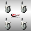 Service Caster 5 Inch 316SS Thermoplastic Rubber Swivel 1 Inch Stem Caster Set Lock Brake SCC-SS316TTLEX20S514-TPRB-1-4